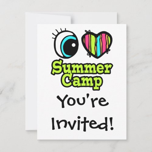 Bright Eye Heart I Love Summer Camp Invitation