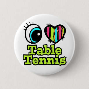 Bright Eye Heart I Love Table Tennis Pinback Button