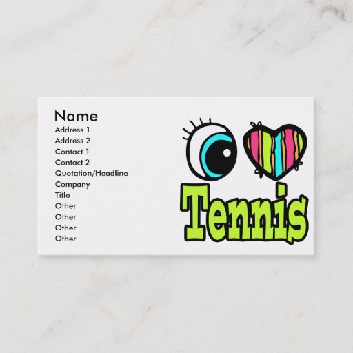 Customizable Bright Eye Heart I Love Tennis Business Cards