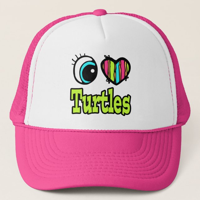 Bright Eye Heart I Love Turtles Trucker Hat (Front)