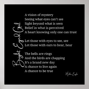 Bright Eyed Girl Inspirational Poem Wall Poster