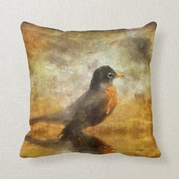 Bright Eyed Robin By Lois Bryan Throw Pillow by LoisBryan at Zazzle