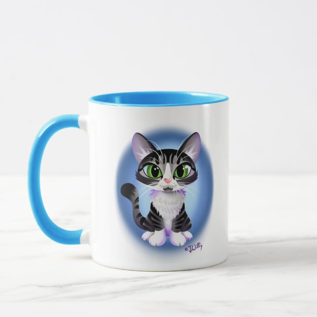 BRIGHT EYED TABBY KITTEN by Jeff Willis Art Mug (Left)