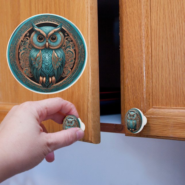 Bright Eyed Turquoise Owl Ceramic Knob (Creator Uploaded)