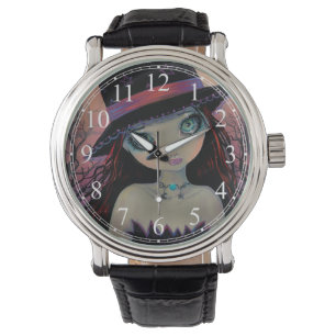 Bright Eyed Witch Wiccan Cute Big-Eye Art Watch