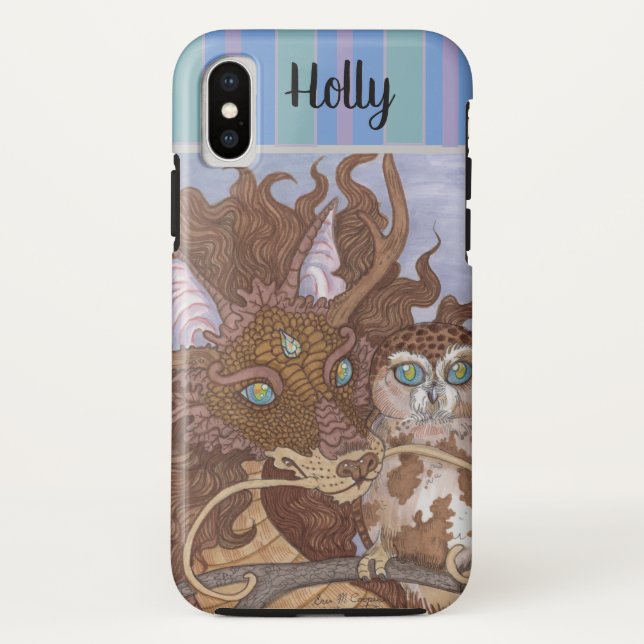 Bright Eyes Dragon and Owl iPhone / iPad case (Back)