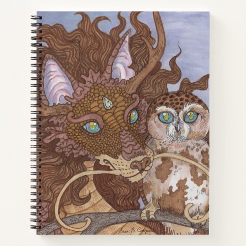 Bright Eyes Owl and Dragon sketchbook Notebook