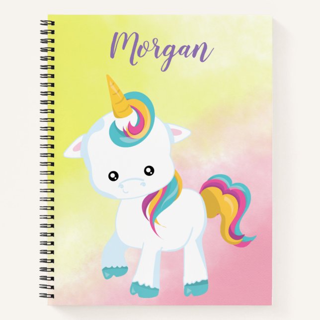 Bright Eyes Unicorn Rainbow Color Notebook (Front)