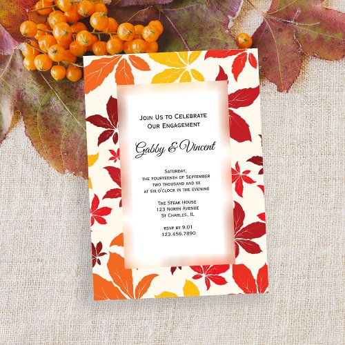 Bright Fall Leaves Engagement Party Invitation