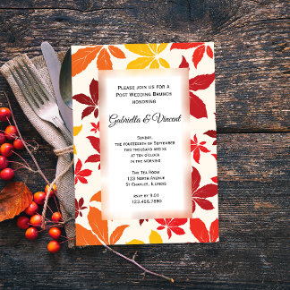 Bright Fall Leaves Post Wedding Brunch Invitation