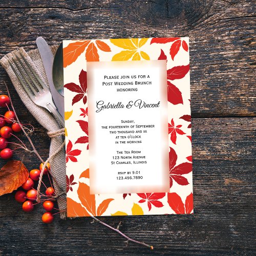 Bright Fall Leaves Post Wedding Brunch Invitation