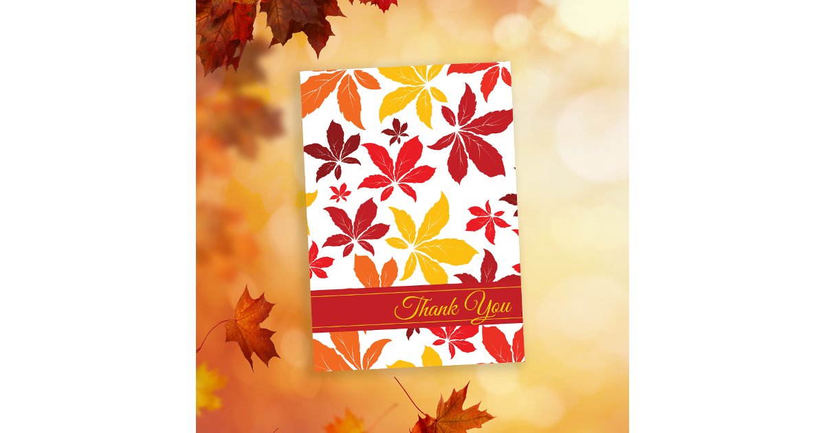 Bright Fall Leaves Thank You Invitation | Zazzle