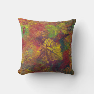 Bright fall leaves throw pillow