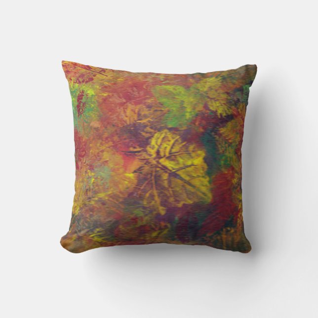 Bright fall leaves throw pillow (Front)
