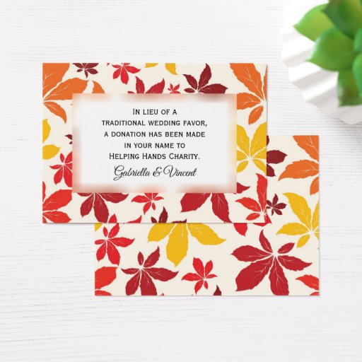 Customizable Bright Fall Leaves Wedding Charity Favor Card Business Card Templates