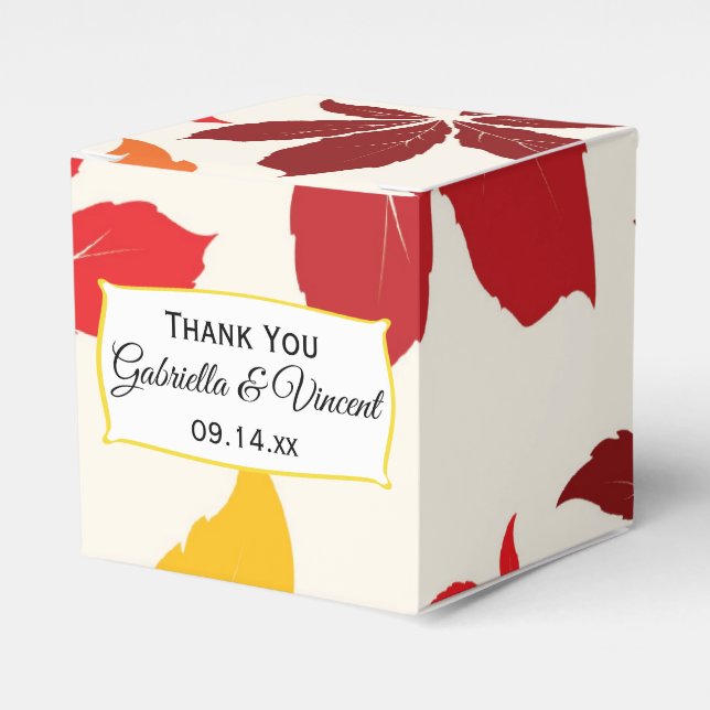 Bright Fall Leaves Wedding Favor Boxes (Front Side)