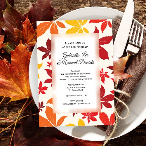 Bright Fall Leaves Wedding Invitation