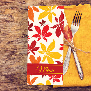 Bright Fall Leaves Wedding Menu by loraseverson at Zazzle
