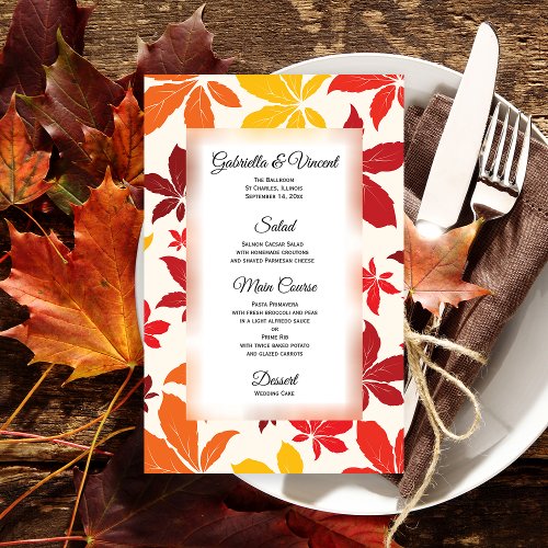 Bright Fall Leaves Wedding Menu