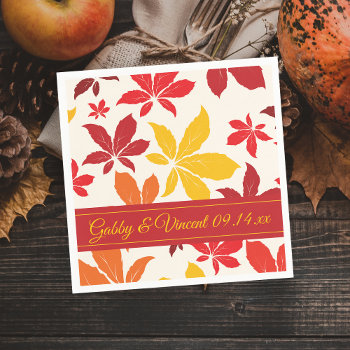 Bright Fall Leaves Wedding Napkins by loraseverson at Zazzle
