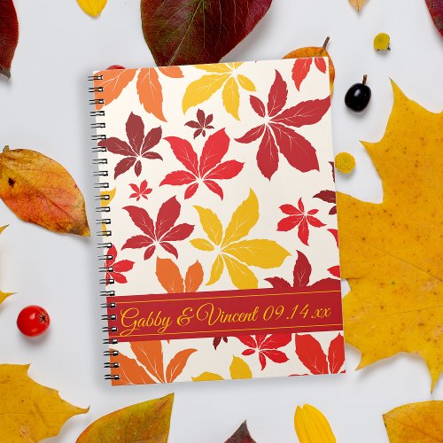 Bright Fall Leaves Wedding Notebook