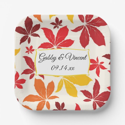 Bright Fall Leaves Wedding Paper Plates