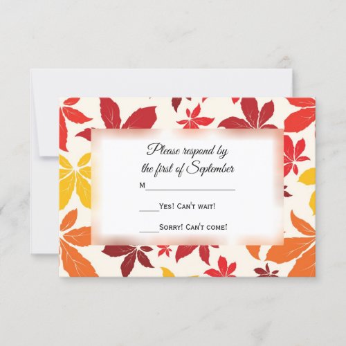 Bright Fall Leaves Wedding RSVP Response Card