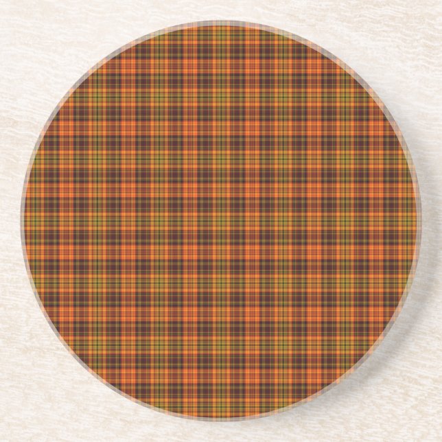 Bright Fall Plaid Sandstone Coaster (Front)