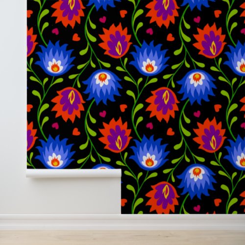 Bright Fantasy Fire Flowers  Hearts Cute Colorful Wallpaper