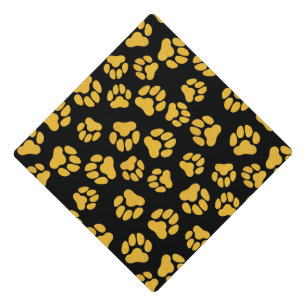 Bright Faux Gold Paw Print Pattern Graduation Cap Topper
