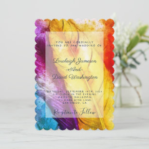 Bright feathers wedding invitation