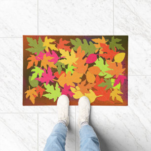Bright Felt Look Leaves Beautiful Doormat