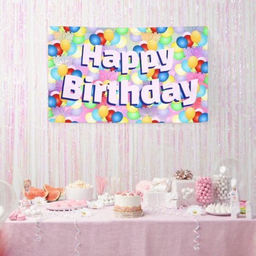 Bright Festive Birthday Balloons Banner