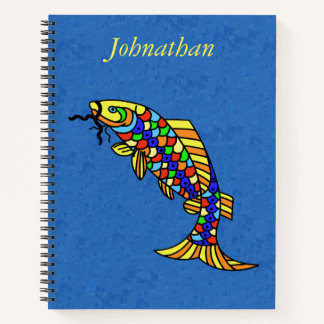 Bright Festive Fish Illustration Colorful Scales Notebook