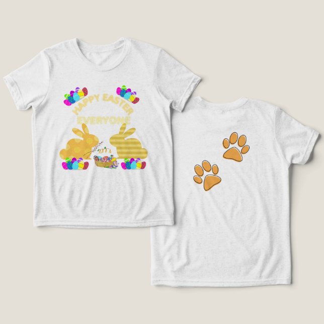 Bright & Festive "Happy Easter Everyone" Colorful  Tri-Blend Shirt (Design Front & Back)