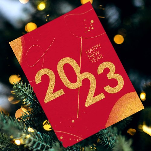 Bright Festive Happy New Year Holiday Christmas Postcard