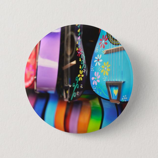 Bright Festive Musical Guitars Button (Front)