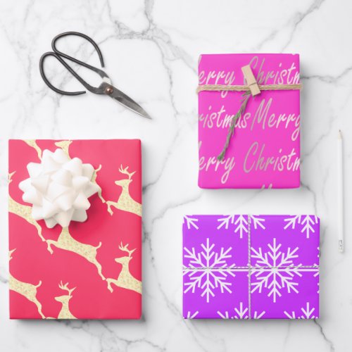Bright Festive Pattern Pink Jewel Tones  Wrapping Paper Sheets