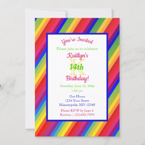 Bright Fiesta Stripes  Birthday Party Invitation