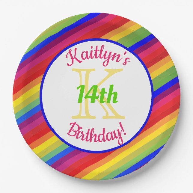 Bright Fiesta Stripes | Birthday Party Paper Plates (Front)