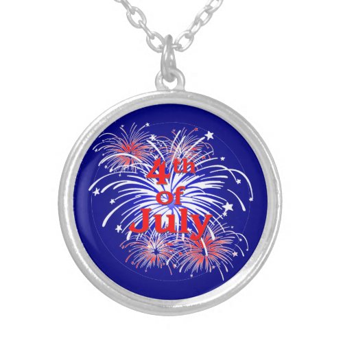 Bright Fireworks 4th of July Silver Plated Necklace