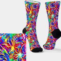 Bright Fireworks, Watercolor Painting Socks