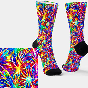 Bright Fireworks, Watercolor Painting Socks
