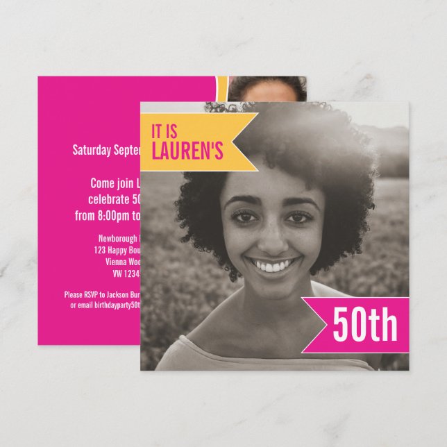 Bright flag photo template 50th birthday party (Front/Back)