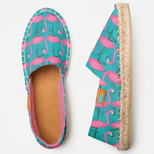 Bright Flamingo Pattern  Add Your Initial Espadrilles