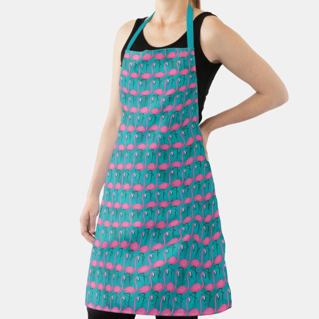 Bright Flamingo Pattern Apron (Insitu)
