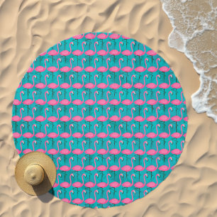 Bright Flamingo Pattern Beach Towel