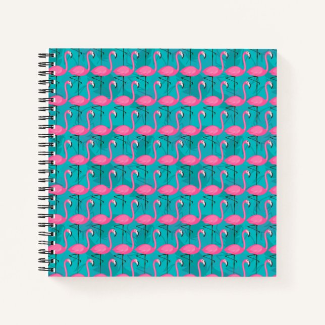 Bright Flamingo Pattern Notebook (Front)