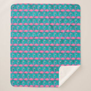 Bright Flamingo Pattern Sherpa Blanket