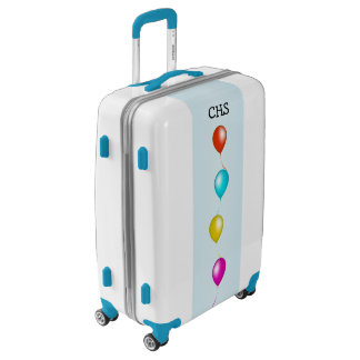 Bright Floating Colorful Balloons Streamers Blue Luggage